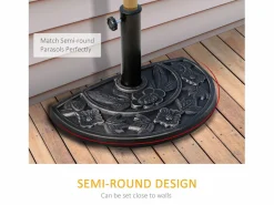 Base de sombrilla semicircular, resina y acero inoxidable, bronce (50x31x32 cm) Online