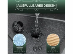 Base estable para sombrilla, rellenable con agua o arena, HDPE negro, Ø60x36cm^