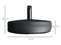 Sombrilla|Base para sombrilla de 22 kg, para postes de Ø38/48 mm, de hormigón negro, estable y resistente a la intemperie (51x51x12 cm)