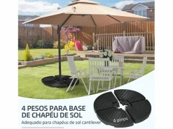 Base para sombrillas Tampa 4 piezas rellenables Ø100x8 cm^Outsunny Sale