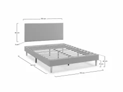 VS Venta-stock Somier Tapizado|Base tapizada + Cabecero Aura 150x190 cm Gris Oscuro