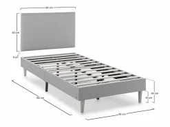 Base tapizada + Cabecero Aura 90x190 cm^VS Venta-stock Online