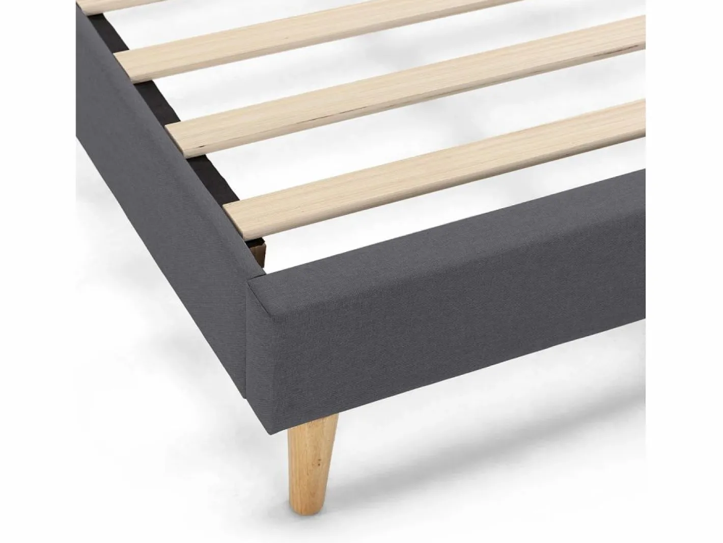 Base tapizada + Cabecero Aura 160x200 cm Gris Oscuro^VS Venta-stock Outlet