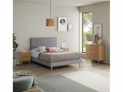 VS Venta-stock Somier Tapizado|Somier - 90X190Cm|Base tapizada + Cabecero Aura 90x190 cm
