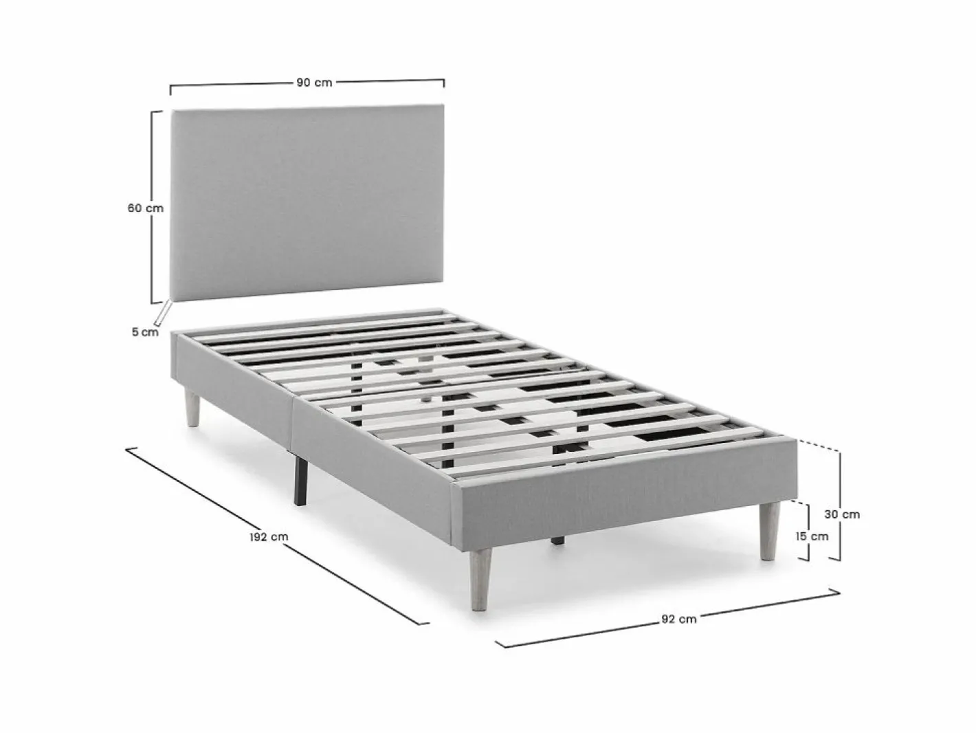 VS Venta-stock Somier Tapizado|Somier - 90X190Cm|Base tapizada + Cabecero Aura 90x190 cm
