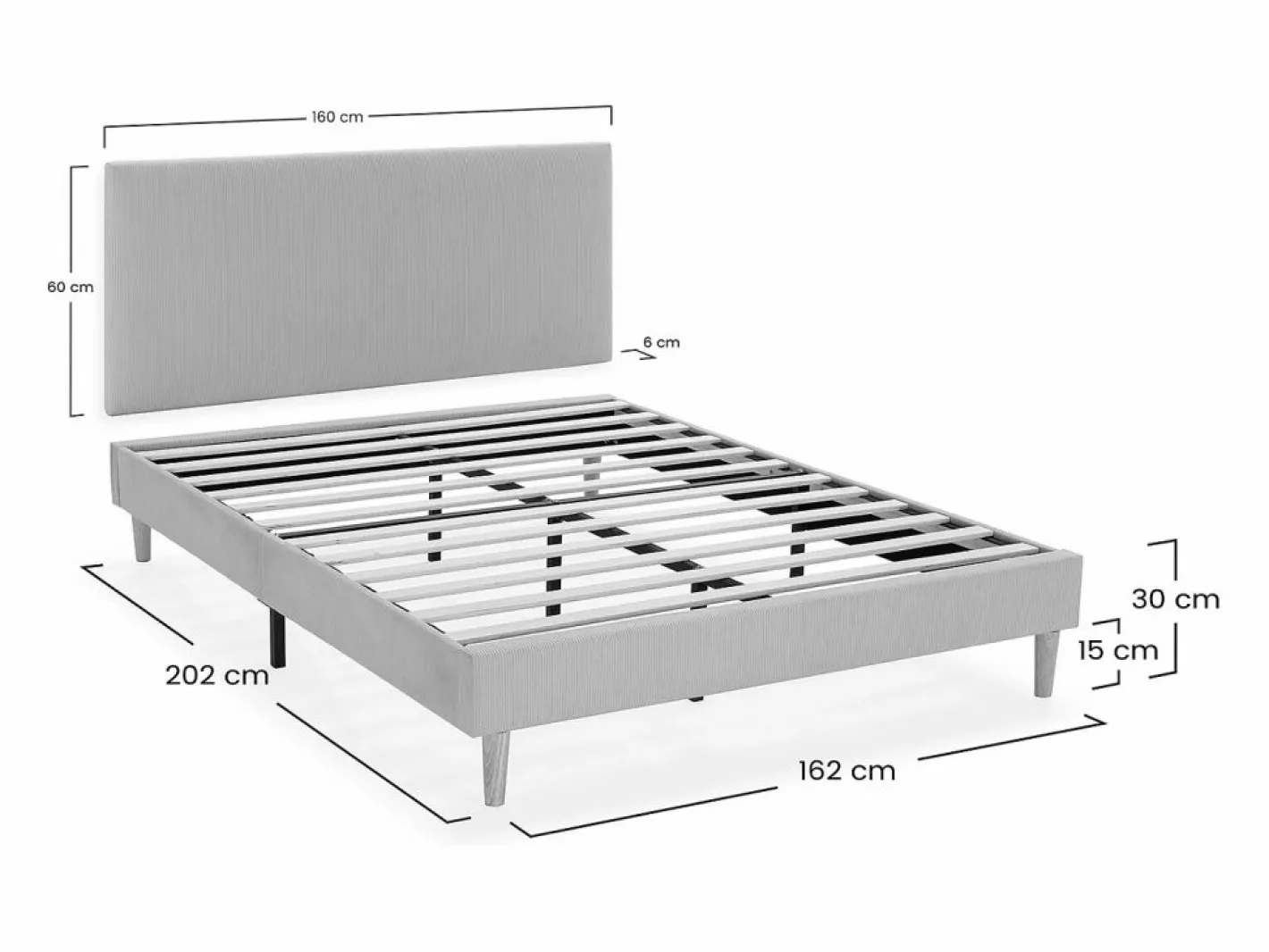 VS Venta-stock Somier Tapizado|Somier - 160X200Cm|Base tapizada + cabecero Bari 150x190 cm