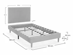 Base tapizada + cabecero Bari 90x190 cm^VS Venta-stock Online