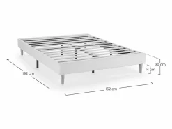 VS Venta-stock Base De Cama De Láminas|Base tapizada Niebla 150x190 cm tela borreguito