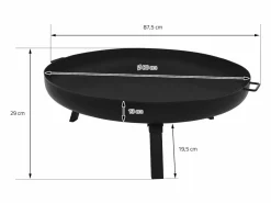 ECD Germany Basero brasero acero con 3 patas plegables barbacoa chimenea Ø80x29cm Negro Hot