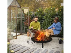 ECD Germany Basero brasero acero con 3 patas plegables barbacoa chimenea Ø80x29cm Negro Hot