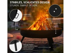 Basero brasero acero con 3 patas plegables barbacoa chimenea Ø60x27cm^ECD Germany