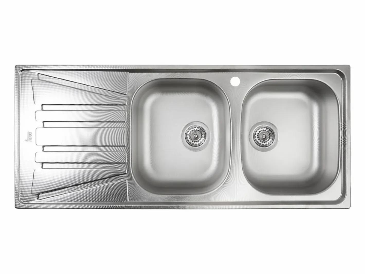 Essebagno Fregadero|Basico Fregadero de 2 cubetas y 1 escurridor de acero inoxidable con tela microestructurada Teka