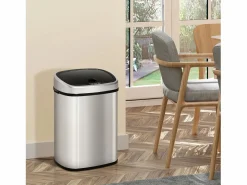 Basurero automático de 48 l con sensor infrarrojo, acero inoxidable, color (40,5 x 29,5 x 57 cm) Plateado New