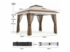 Bealife Carpa Plegable 3x3 Impermeable para Exteriores,Jardín, Camping y Playa con Altura Ajustable Pérgolas,^ Hot
