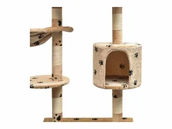 Garden Furniture Bellmead Rascador para gatos poste rascador de sisal 125cm huellas Beige Best