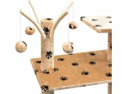 Garden Furniture Bellmead Rascador para gatos poste rascador de sisal 125cm huellas Beige Best