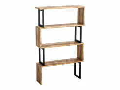 Vente-unique Librería|Biblioteca con 3 estantes de metal - Natural claro y Negro - ROVENI