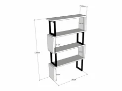 Vente-unique Librería|Biblioteca con 3 estantes de metal - Natural claro y Negro - ROVENI