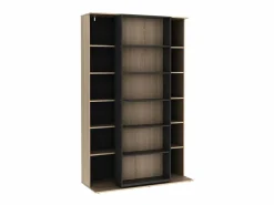 Vente-unique Biblioteca corredero con 18 estantes - Natural y antracita - PRALI Gris antracita / Color natural claro Clearance