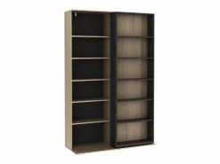 Vente-unique Biblioteca corredero con 18 estantes - Natural y antracita - PRALI Gris antracita / Color natural claro Clearance
