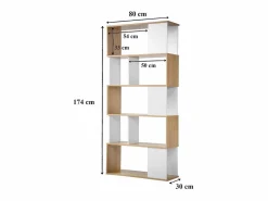 Biblioteca Decoración Blanca y Roble - L80 x H173,5 cm^Calicosy Online