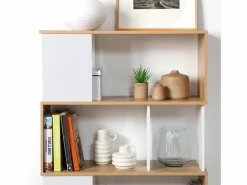 Biblioteca Decoración Blanca y Roble - L80 x H173,5 cm^Calicosy Online