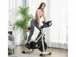 Bicicleta estática con resistencia ajustable, ABS, color blanco/negro, volante de inercia de 8 kg (103x53x114cm)^ Best
