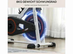 Bicicleta estática con resistencia ajustable, ABS, color blanco/negro, volante de inercia de 8 kg (103x53x114cm)^ Best