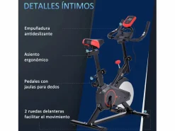 Homcom Bicicleta estática negro y rojo 85x46x114 cm Multicolor Hot