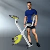 Bicicleta Estática|Bicicleta estática plegable con resistencia magnética de 8 niveles, altura regulable, acero, color amarillo y blanco (43x97x109 cm)