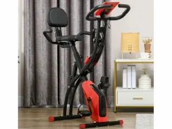 Bicicleta estática plegable 2 en 1 con pantalla LCD y resistencia magnética de 8 niveles, acero, color rojo (105 x 48 x 118 cm) Sale