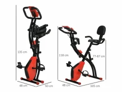 Bicicleta estática plegable 2 en 1 con pantalla LCD y resistencia magnética de 8 niveles, acero, color rojo (105 x 48 x 118 cm) Sale