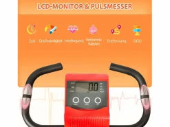 Bicicleta estática plegable 2 en 1 con pantalla LCD y resistencia magnética de 8 niveles, acero, color rojo (105 x 48 x 118 cm) Sale