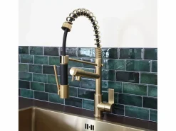 Big Hotto Mezclador para fregadero con ducha móvil en oro cepillado^Essebagno Clearance