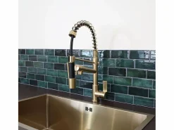 Big Hotto Mezclador para fregadero con ducha móvil en oro cepillado^Essebagno Clearance
