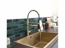 Essebagno Grifo De Cocina|Big Pro Mezclador de fregadero con rociador móvil oro cepillado