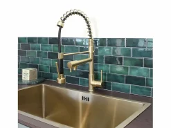Essebagno Grifo De Cocina|Big Pro Mezclador de fregadero con rociador móvil oro cepillado