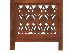 vidaxl Biombo 3 paneles tallado a mano madera mango marrón 120x165 cm Color natural claro Clearance