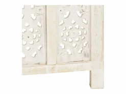 vidaxl Biombo 5 paneles tallado a mano madera mango 200x165 cm Blanco Hot