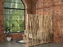 OZAIA Biombo de madera de teca - Ancho 100 x Prof. 25 x Alt. 180 cm - Natural - GAYANA Color natural claro Clearance