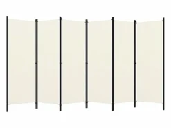 Biombo divisor de 6 paneles 300x180 cm ES612751 Blanco