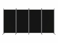 Biombo divisor de 4 paneles de tela 346x180 cm ES223180 Negro Clearance