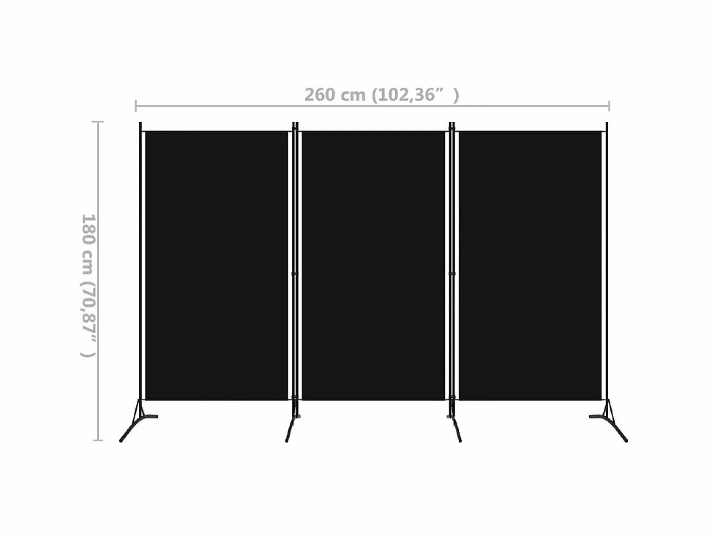 Biombo divisor de 3 paneles 260x180 cm ES531902^ New