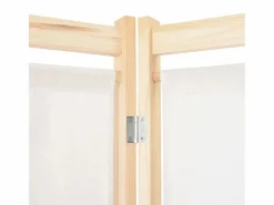 Biombo divisor de 6 paneles de tela color 240x170x4 cm ES139522 Crema New