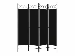 Biombo divisor de 4 paneles 160x180 cm ES133246 Negro Discount