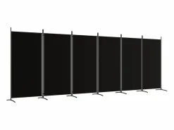 Biombo divisor de 6 paneles de tela 520x180 cm ES965211 Negro Outlet