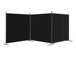 Biombo divisor de 3 paneles de tela 525x180 cm ES302997 Negro