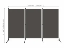 Biombo|Biombo divisor de 3 paneles antracita 260x180 cm ES621302