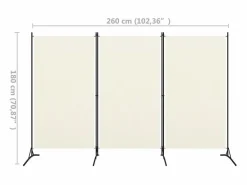 Biombo|Biombo divisor de 3 paneles tela blanco 260x180 cm ES410188