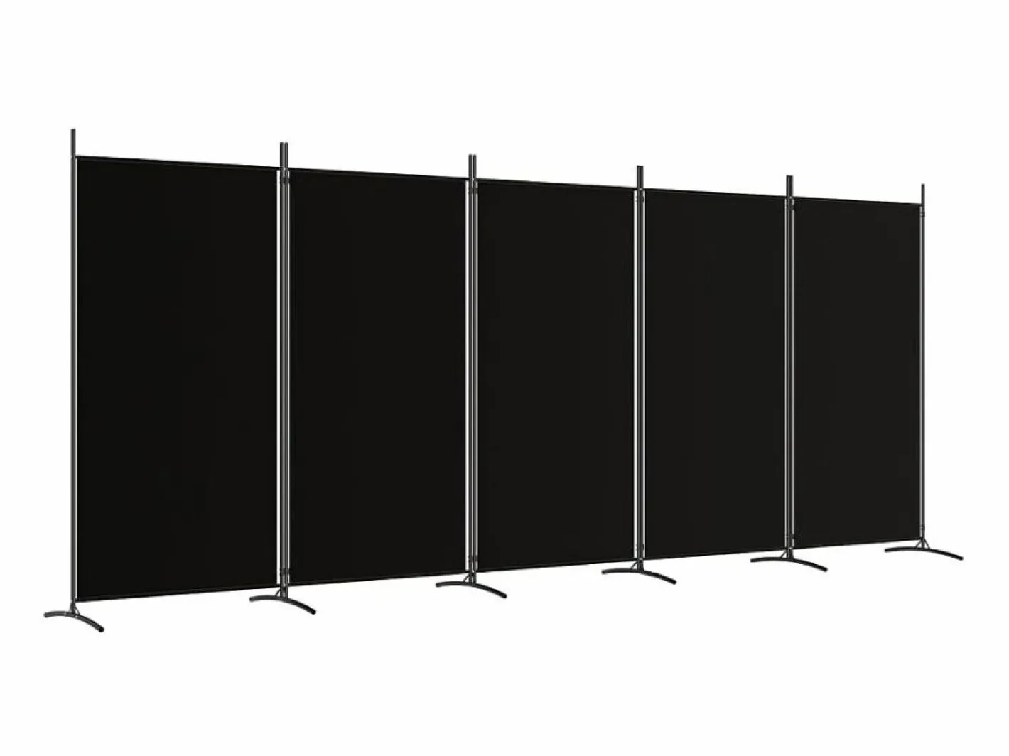 Biombo divisor de 5 paneles de tela 433x180 cm ES107272 Negro New